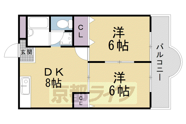 マンション城西(2LDK/3階)の間取り写真