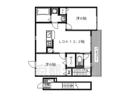 奈良線 木津駅(京都) 徒歩15分 2階建 築6年(2LDK/2階)の間取り写真