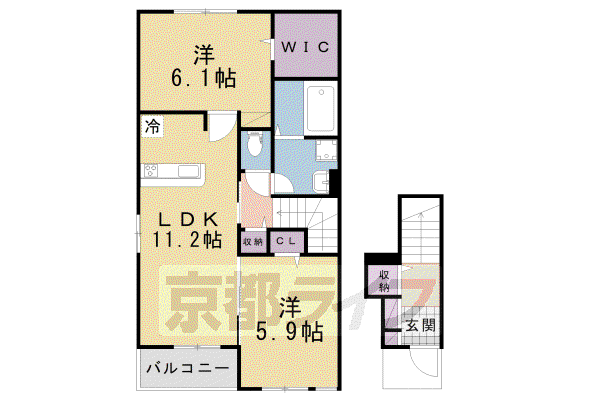 奈良線 棚倉駅 徒歩15分 2階建 築6年(2LDK/2階)の間取り写真
