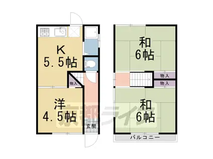 近鉄京都線 狛田駅 徒歩7分 2階建 築53年(3DK)の間取り写真