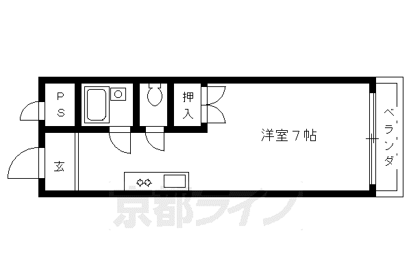 阪急電鉄京都線 長岡天神駅 徒歩12分 3階建 築33年(1K/2階)の間取り写真