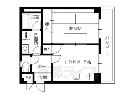 東海道本線 長岡京駅 徒歩5分 3階建 築35年(1LDK/2階)の間取り写真