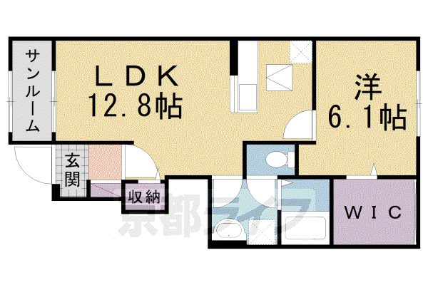 片町線 木津駅(京都) 徒歩15分 2階建 築5年(1LDK/1階)の間取り写真