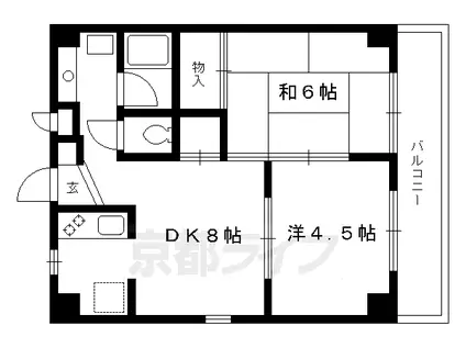 ウエストヒルズ(2LDK/4階)の間取り写真