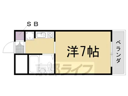 阪急電鉄京都線 東向日駅 徒歩5分 4階建 築36年(1K/3階)の間取り写真
