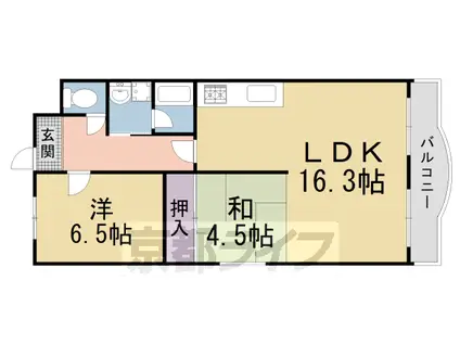 COURT FLATS TANABE 1号棟(2LDK/3階)の間取り写真