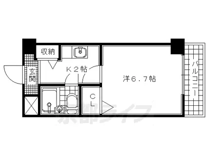 片町線 同志社前駅 徒歩7分 3階建 築39年(1K/3階)の間取り写真