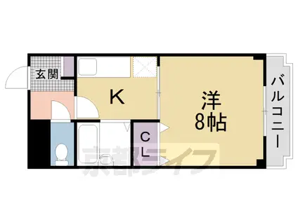 近鉄京都線 三山木駅 徒歩7分 3階建 築30年(1K/1階)の間取り写真