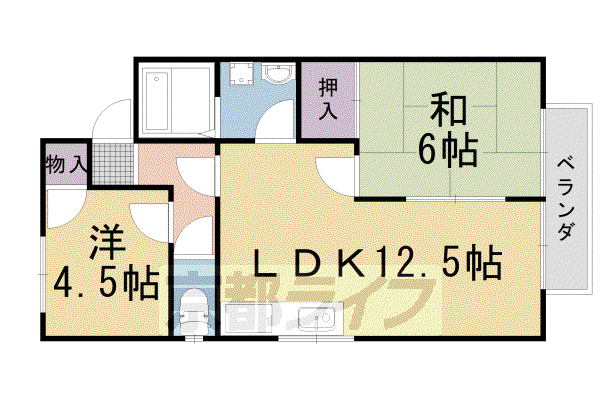 阪急電鉄京都線 西山天王山駅 徒歩15分 2階建 築33年(2LDK/2階)の間取り写真