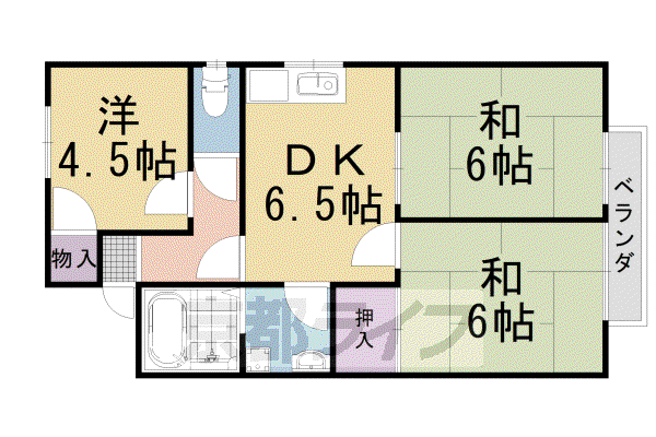 阪急電鉄京都線 西山天王山駅 徒歩15分 2階建 築33年(2LDK/2階)の間取り写真