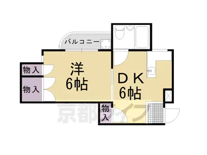 阪急電鉄京都線 洛西口駅 徒歩14分 2階建 築37年(1DK/2階)の間取り写真