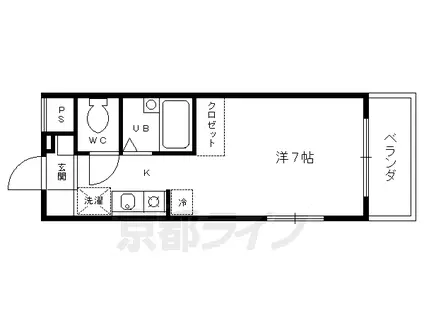 近鉄京都線 新田辺駅 徒歩13分 4階建 築28年(1K/1階)の間取り写真