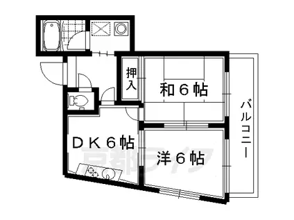 阪急電鉄京都線 長岡天神駅 徒歩18分 3階建 築38年(2DK/3階)の間取り写真