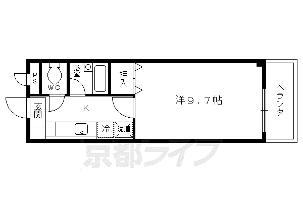 片町線 大住駅 徒歩10分 4階建 築25年(1K/3階)の間取り写真
