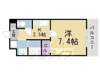 近鉄京都線 新田辺駅 徒歩15分 2階建 築24年(1K/1階)の間取り写真