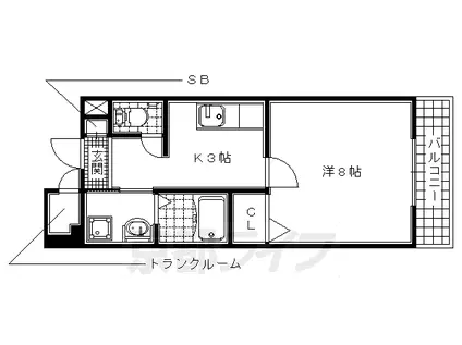 近鉄京都線 興戸駅 徒歩6分 2階建 築24年(1K/2階)の間取り写真