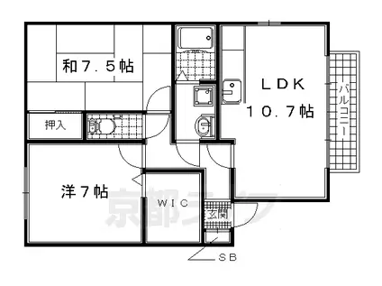 マ・ド・ラ・フゥイユ(2LDK/2階)の間取り写真