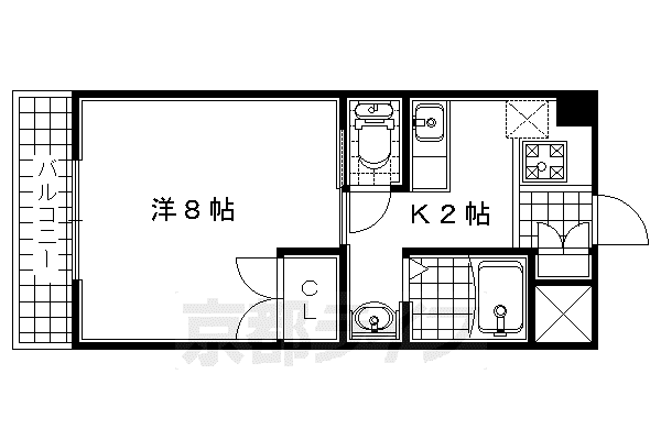近鉄京都線 新田辺駅 徒歩3分 3階建 築25年(1K/1階)の間取り写真