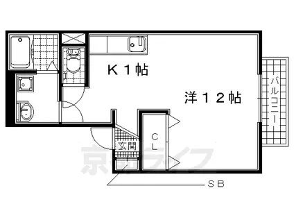 片町線 JR三山木駅 徒歩7分 2階建 築20年(ワンルーム/1階)の間取り写真