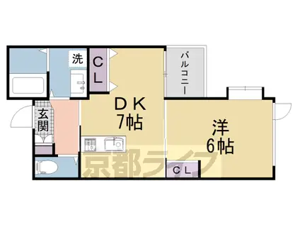 近鉄京都線 興戸駅 徒歩5分 5階建 築19年(1DK/5階)の間取り写真