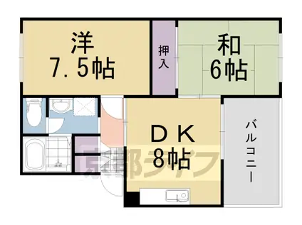 アルカサール幸(2LDK/1階)の間取り写真