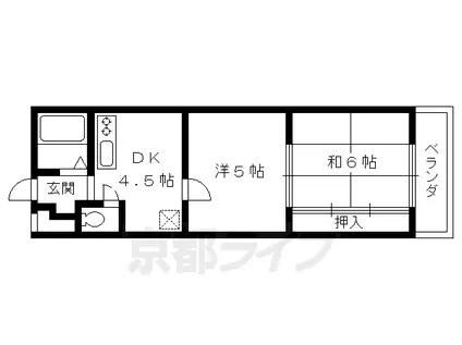 阪急電鉄京都線 東向日駅 徒歩3分 3階建 築39年(2DK/3階)の間取り写真