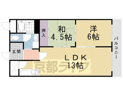阪急電鉄京都線 西向日駅 徒歩13分 4階建 築48年(2LDK/1階)の間取り写真