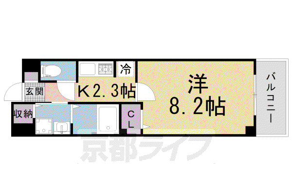 片町線 大住駅 徒歩10分 2階建 築19年(1K/1階)の間取り写真