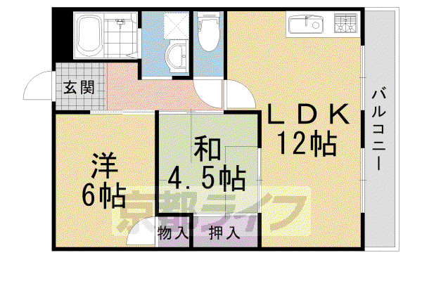 岡崎グランドハイツ(2LDK/1階)の間取り写真