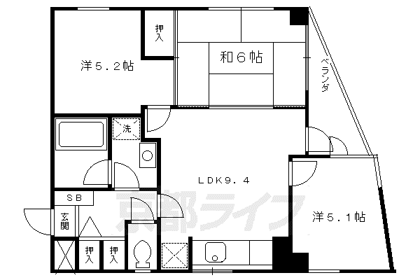 フォルム長岡天神(3LDK/2階)の間取り写真