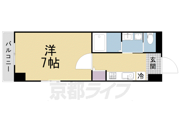 近鉄京都線 興戸駅 徒歩10分 3階建 築29年(1K/2階)の間取り写真