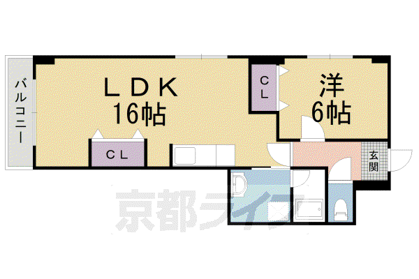 東海道本線 桂川駅(京都) 徒歩9分 6階建 築34年(1LDK/5階)の間取り写真