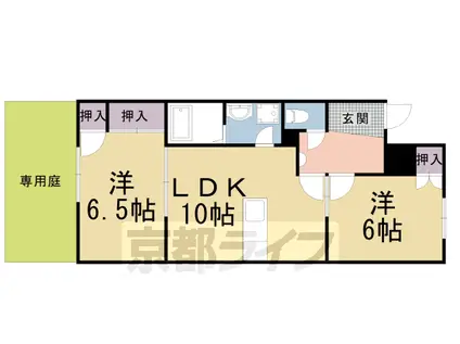 東海道本線 桂川駅(京都) 徒歩12分 4階建 築37年(2LDK/1階)の間取り写真