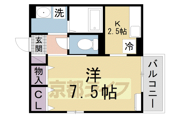 セジュール若宮(1K/1階)の間取り写真