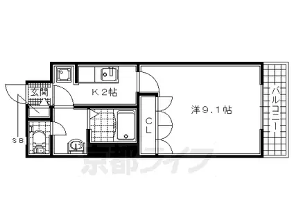 ヴェルダンディ(1K/1階)の間取り写真