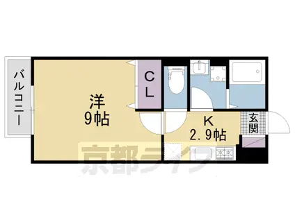 片町線 同志社前駅 徒歩2分 2階建 築17年(1K/2階)の間取り写真