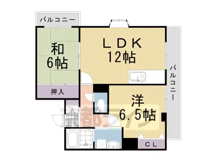 阪急電鉄京都線 長岡天神駅 徒歩15分 4階建 築35年(2LDK/1階)の間取り写真