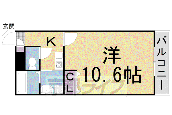 近鉄京都線 新田辺駅 徒歩12分 2階建 築21年(1K/1階)の間取り写真