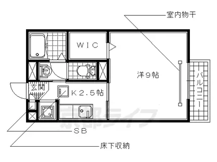 近鉄京都線 新田辺駅 徒歩11分 2階建 築15年(1K/1階)の間取り写真