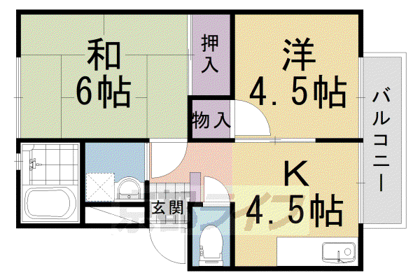 サンライフウィンディア(2DK/2階)の間取り写真
