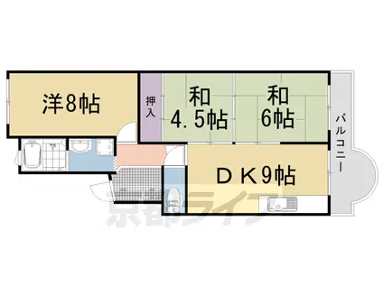 阪急電鉄京都線 長岡天神駅 徒歩7分 4階建 築43年(3LDK/2階)の間取り写真