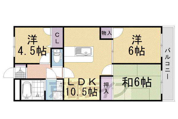 阪急電鉄京都線 西向日駅 徒歩3分 2階建 築31年(3LDK/1階)の間取り写真