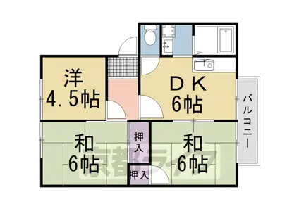 阪急電鉄京都線 長岡天神駅 徒歩5分 2階建 築36年(3DK/1階)の間取り写真