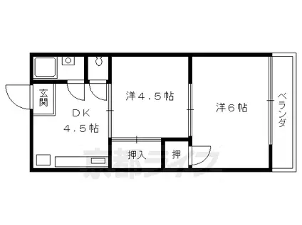 阪急電鉄京都線 東向日駅 徒歩5分 2階建 築32年(2DK/1階)の間取り写真