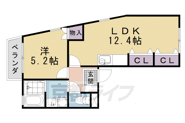 ハイツ糀屋Ⅰ・Ⅱ(1LDK/2階)の間取り写真