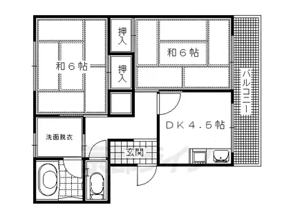 阪急電鉄京都線 西向日駅 徒歩9分 5階建 築43年(2DK/3階)の間取り写真