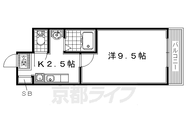 近鉄京都線 三山木駅 徒歩6分 3階建 築17年(1K/2階)の間取り写真