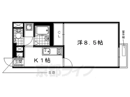 片町線 京田辺駅 徒歩10分 2階建 築16年(1K/1階)の間取り写真