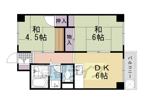 西陵ロイヤルビル(2DK/1階)の間取り写真