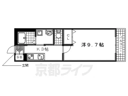 片町線 京田辺駅 徒歩4分 3階建 築17年(1K/2階)の間取り写真